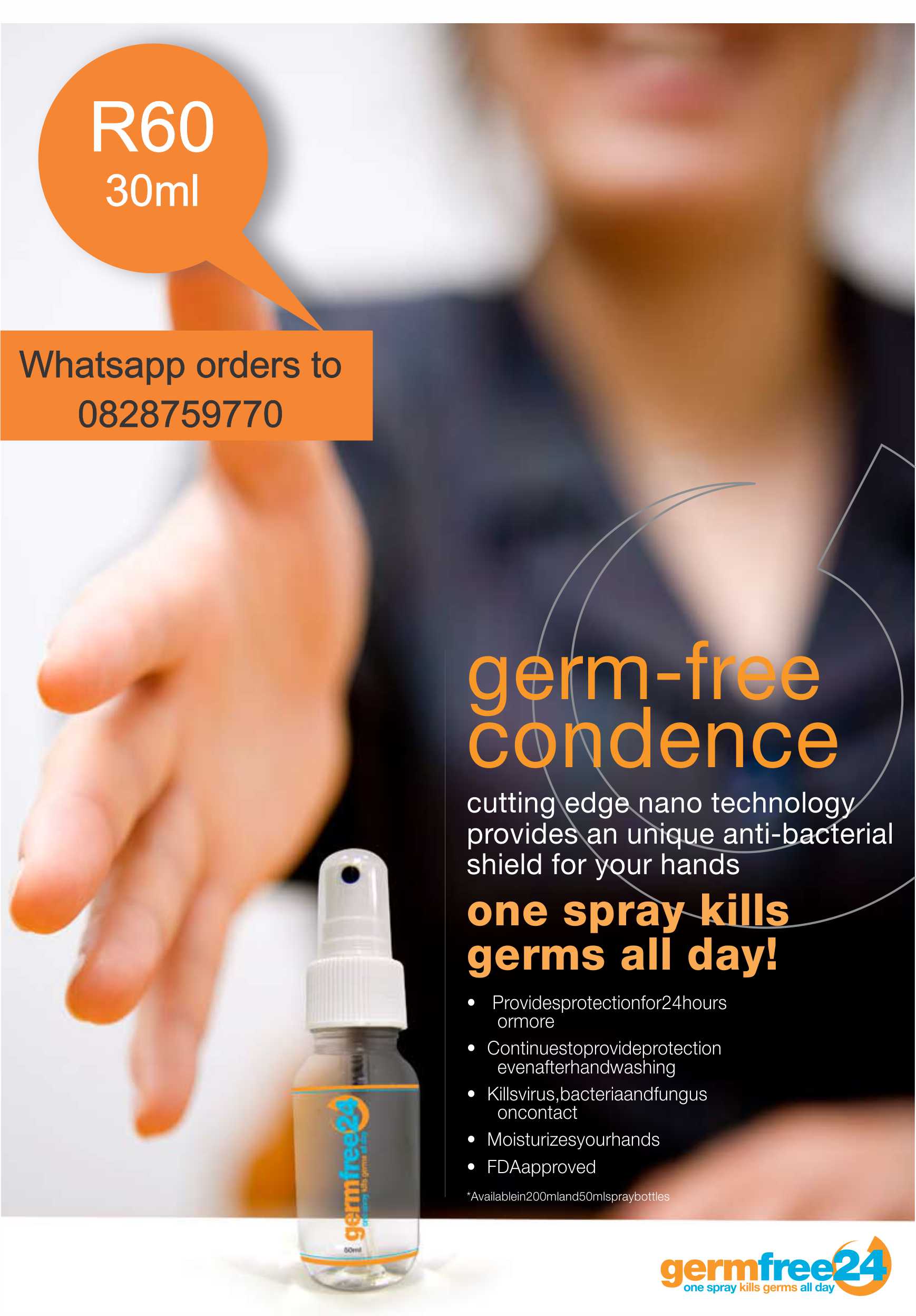 One spray kills germs all day